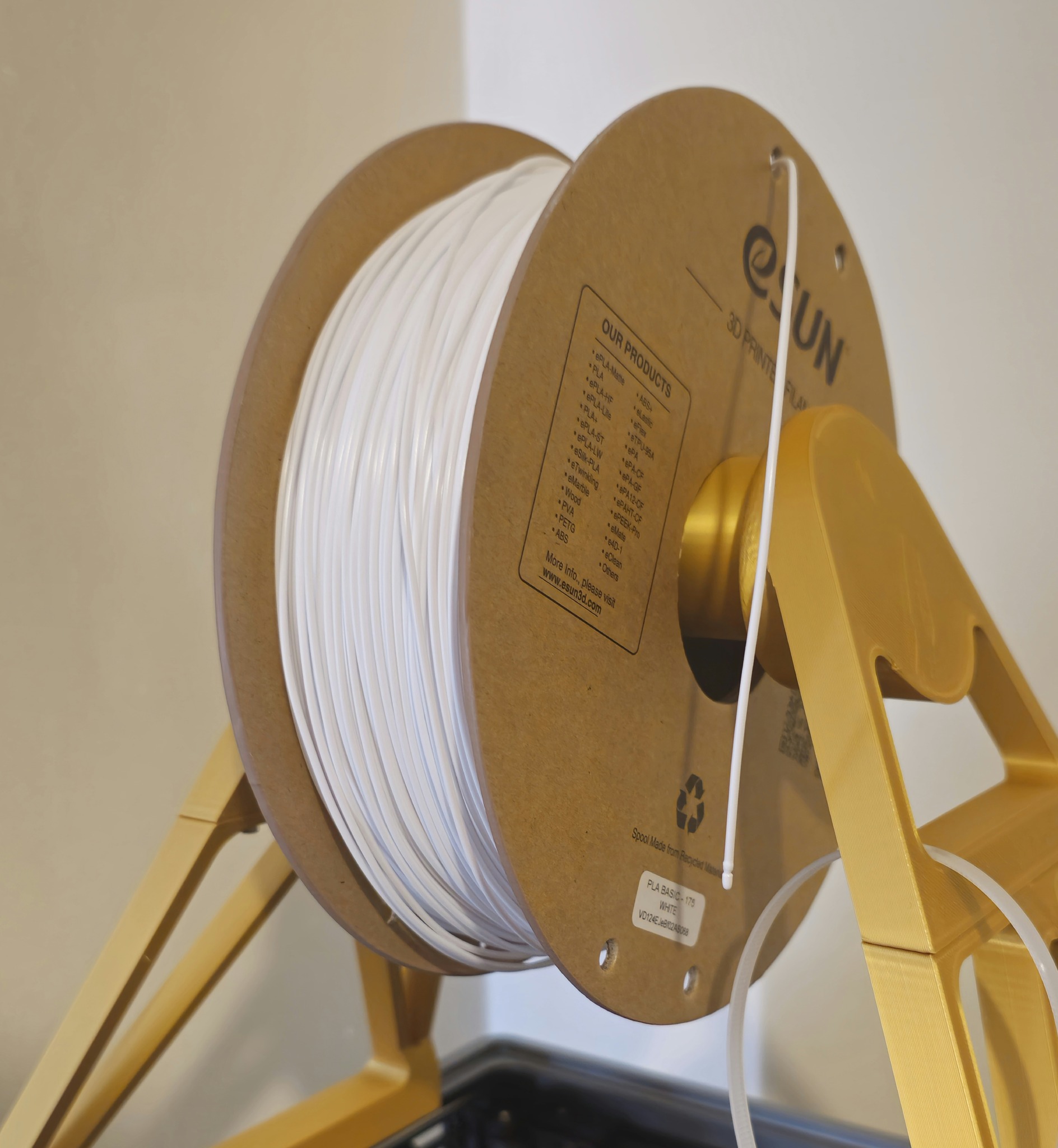 White PLA filament spool